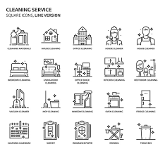 House Cleaning Service Square Icon Set