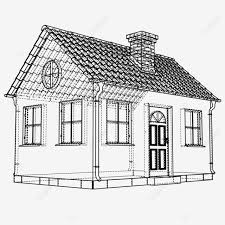 Private House Sketch Vector Rendering