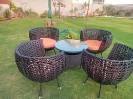 Black Wicker Sofa Set For Outdoor At