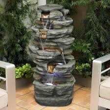 33 In Tall Outdoor 5 Tier Water Fountain With Led Lights