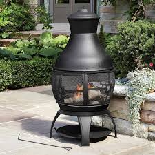 Heatmaxx Outdoor Fireplace Wooden Fire Pit Chimenea Black 45 Inch