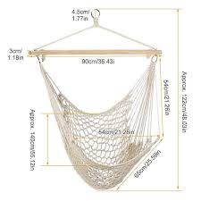 Cisvio 3 Ft Hammock Chair Hanging Rope Seat Swing With Wooden Stick 220 Lbs Load Hammock For Patio Yard Porch Outdoor Beige