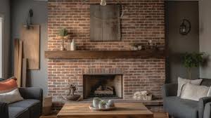 Rustic Exposed Brick Fireplace Surround