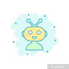 Wall Mural Cute Robot Bot Icon In