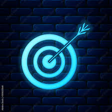 Glowing Neon Target With Arrow Icon
