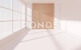 Empty Room Wit Louvered Background Wall