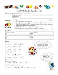 M Amp M S Balancing Equations Lab