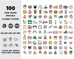 100 Printable Planner Stickers Digital