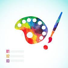 Paint Brush With Palette Icon Vector