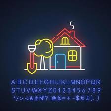 Home And Garden Neon Light Icon