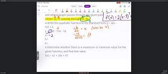 Solved Find The Quadratic Function Y