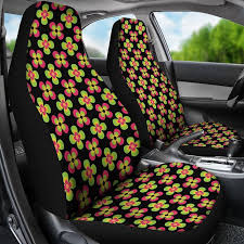 Retro Flowers Car Seat Covers Set Black