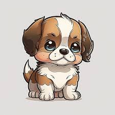 A Cartoon Drawing Of A Puppy With Big