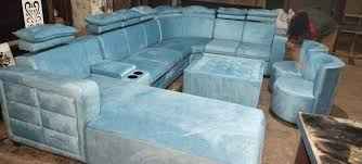Fabric Blue 13 Seater Sofa With Center