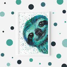 Sloth Art Print Otto Colourful Animal