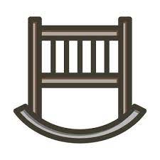 Baby Crib Vector Thick Line Filled