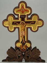 Hand Painted Carved Crucifix Icon