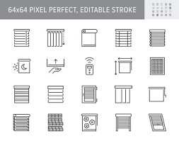 Window Blinds Line Icons Vector