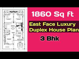 3bhk East Face Duplex House Plan 1860