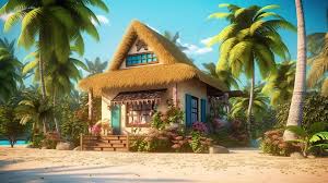 Ilration Of A 3d Tropical House In