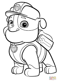 Paw Patrol Rubble Coloring Page Free