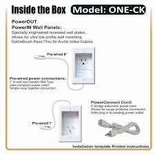 Powerbridge In Wall Power Connection Kit With Single Power And Cable Management For Wall Mounted Hdtv White