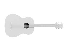 White Acoustic Guitar Front View 3d