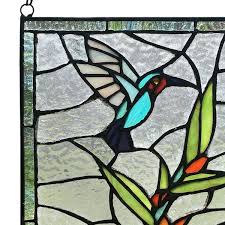 River Of Goods 10 Inch Happy Hummingbird Stained Glass Window Panel