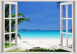 Beautiful Beach Wall Art 3d Window