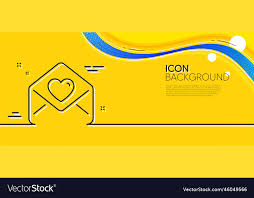 Love Letter Line Icon Heart Mail Sign