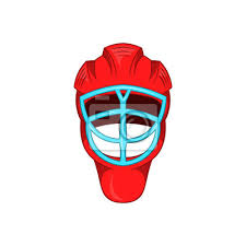 Red Hockey Helmet With Cage Icon