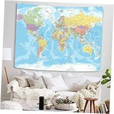 World Map Tapestry Wall Hanging For