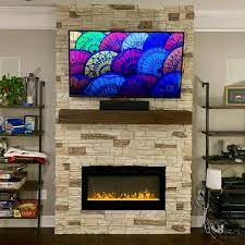 Faux Stone Fireplace Entertainment