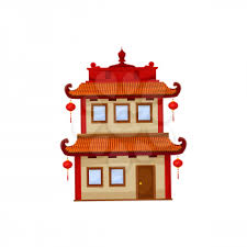 Chinese Building With Lanterns On Roof