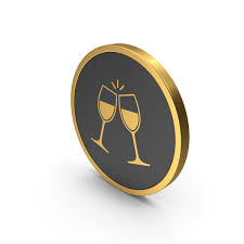 Gold Icon Clinking Glasses Png Images