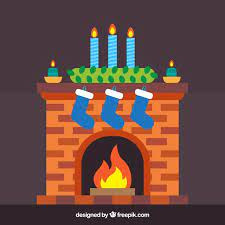 Free Vector Cozy Fireplace With Socks
