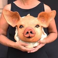 Handmade Ceramic Pig Clay Art Mask