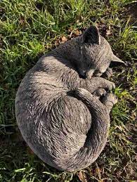 Concrete Sleeping Cat Garden Ornament