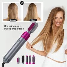 Aoibox 5 In 1 Curling Wand Hair Dryer Set Professional Hair Curling Iron For Multiple Hair Types And Styles Fuchsia Pink