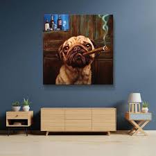 Artwall Uptown Pug By Lucia Heffernan Canvas Wall Art Brown