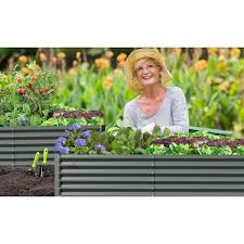 Cesicia Outdoor 8 Ft X 4 Ft X 1 5 Ft Rectangular Metal Galvanized Raised Garden Bed In Gray For Vegetables And Flowers
