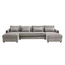 128 In Square Arm 6 Seater Storage Sofa In Gray