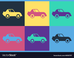 Pop Art Car Icon Isolated On Color