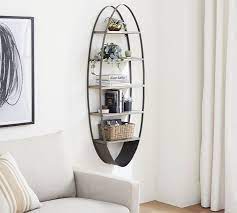 Metal And Wood Oval Wall Shelf