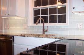 White Glass Subway Tile Kitchen