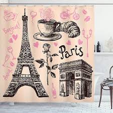 Rose Croissant Love Shower Curtain Set