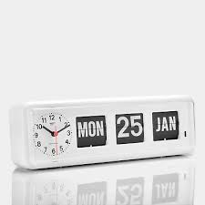 Twemco Bq 38 White Calendar Flip Clock