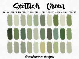 Scottish Green Procreate Palette 30 Hex