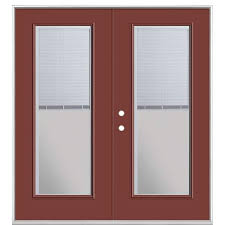 72 In X 80 In Red Bluff Steel Prehung Right Hand Inswing Mini Blind Patio Door In Vinyl Frame Without Brickmold