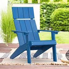 Gaia Traditional Curveback Slate Dark Blue Plastic Patio Adirondack Chair Outdoor Plastic Chairs